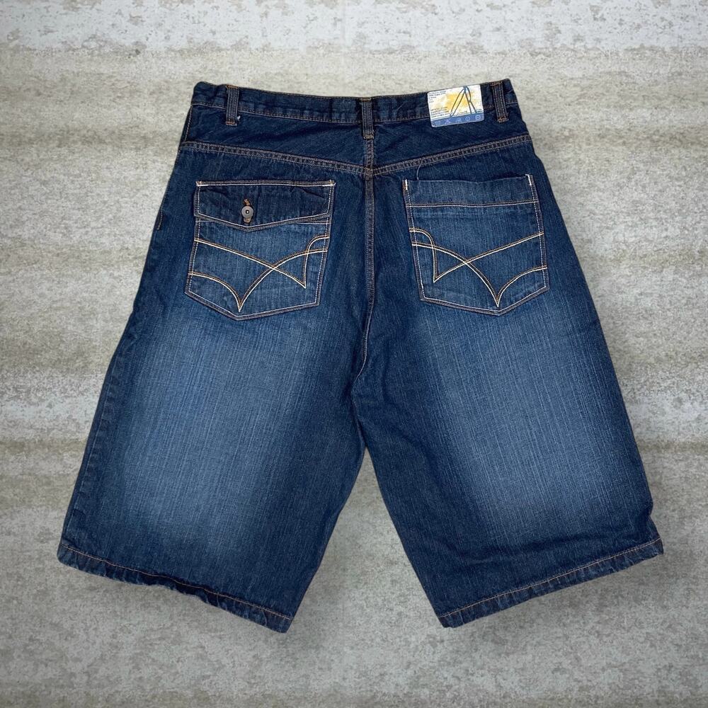 Vintage Y2K Outback Rider Skater Jean Shorts 38x14 Baggy Wide Leg Dark Wash